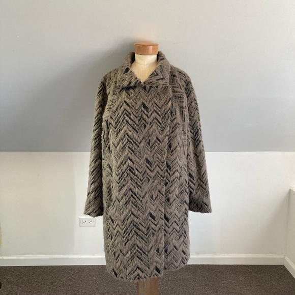 Trina Turk Wool Alpaca Coat in Mushroom - Picture 4 of 12